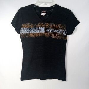 HARLEY DAVIDSON Black Short Sleeve Fitted Tshirt Women's Size Large
